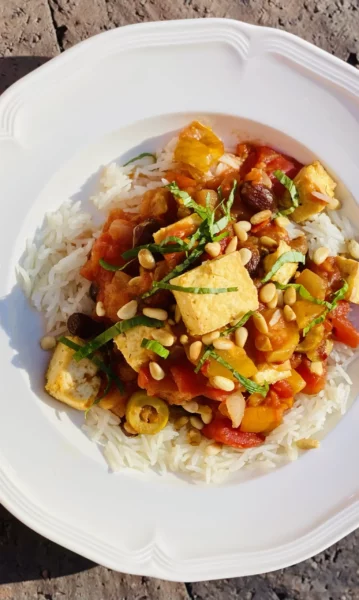 Caponata with Air Fried Tofu
