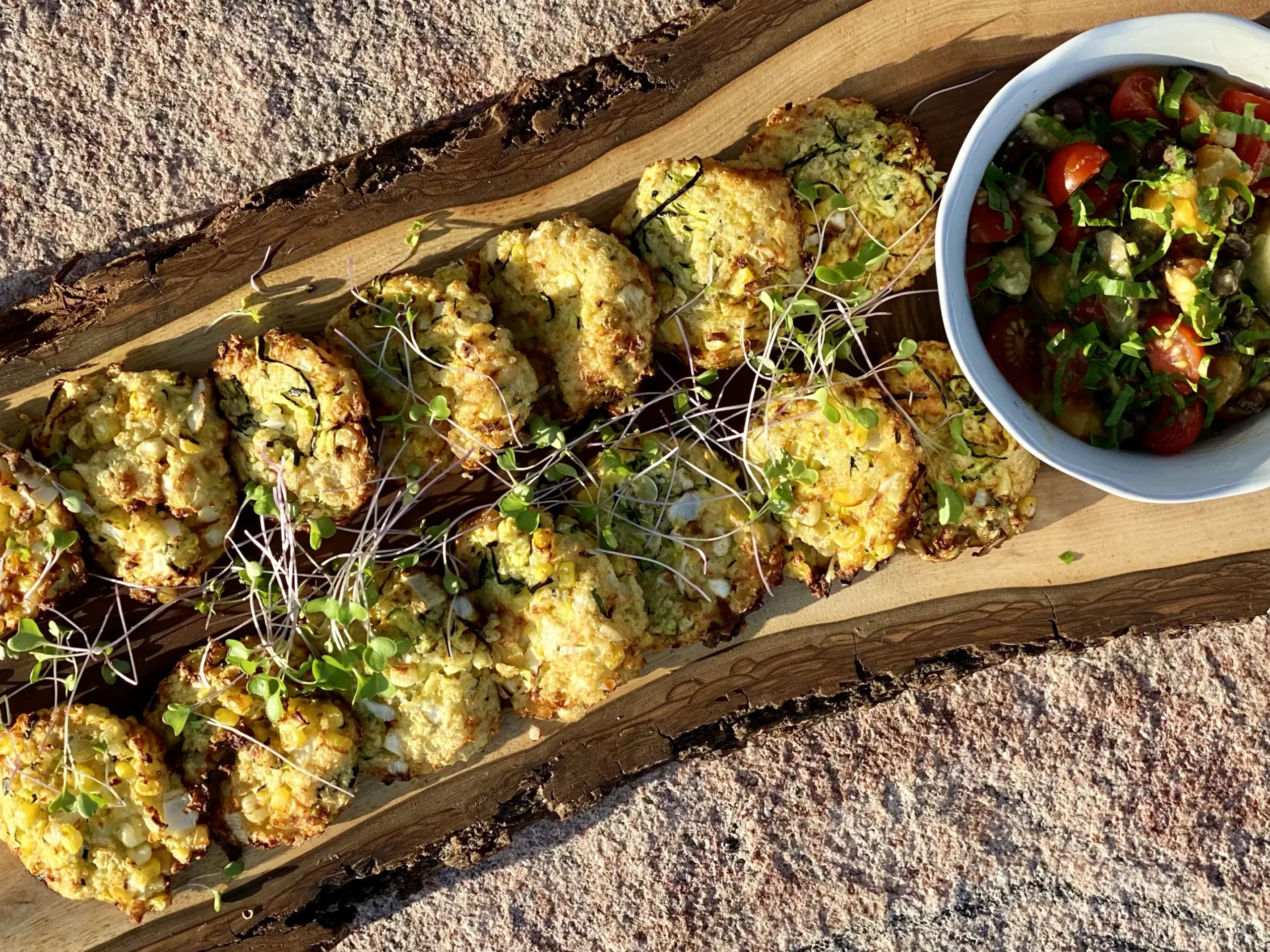 Zucchini Fritters with Black Bean Salsa