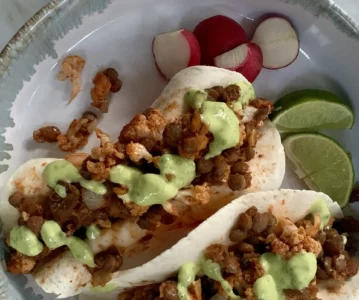 Cauliflower and Lentil Tacos with Avocado-Cilantro Dressing